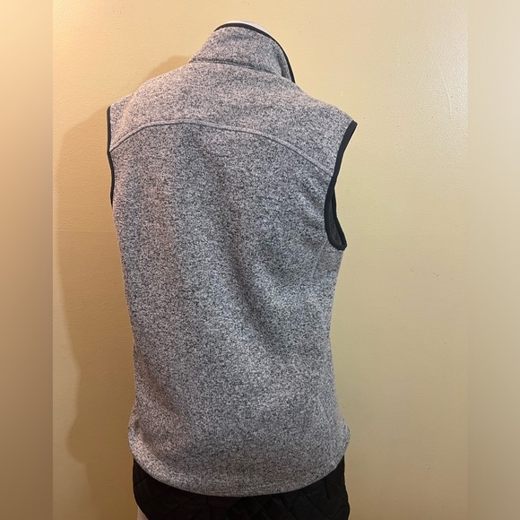 Orvis Mens Fleece vest Full Zip Gray side pockets logo drawstring - Picture 4 of 7